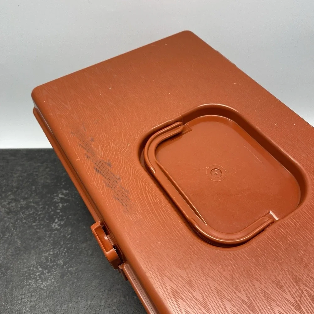 Vintage Wilson Wil-Hold 70's Era Orange Plastic Sewing Box Storage Container USA